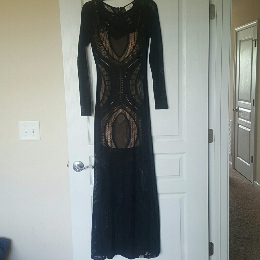 Black Lace Dress w/nude slip under